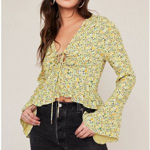AFRM Scarlett Ruffle Sleeve Shirred Top
